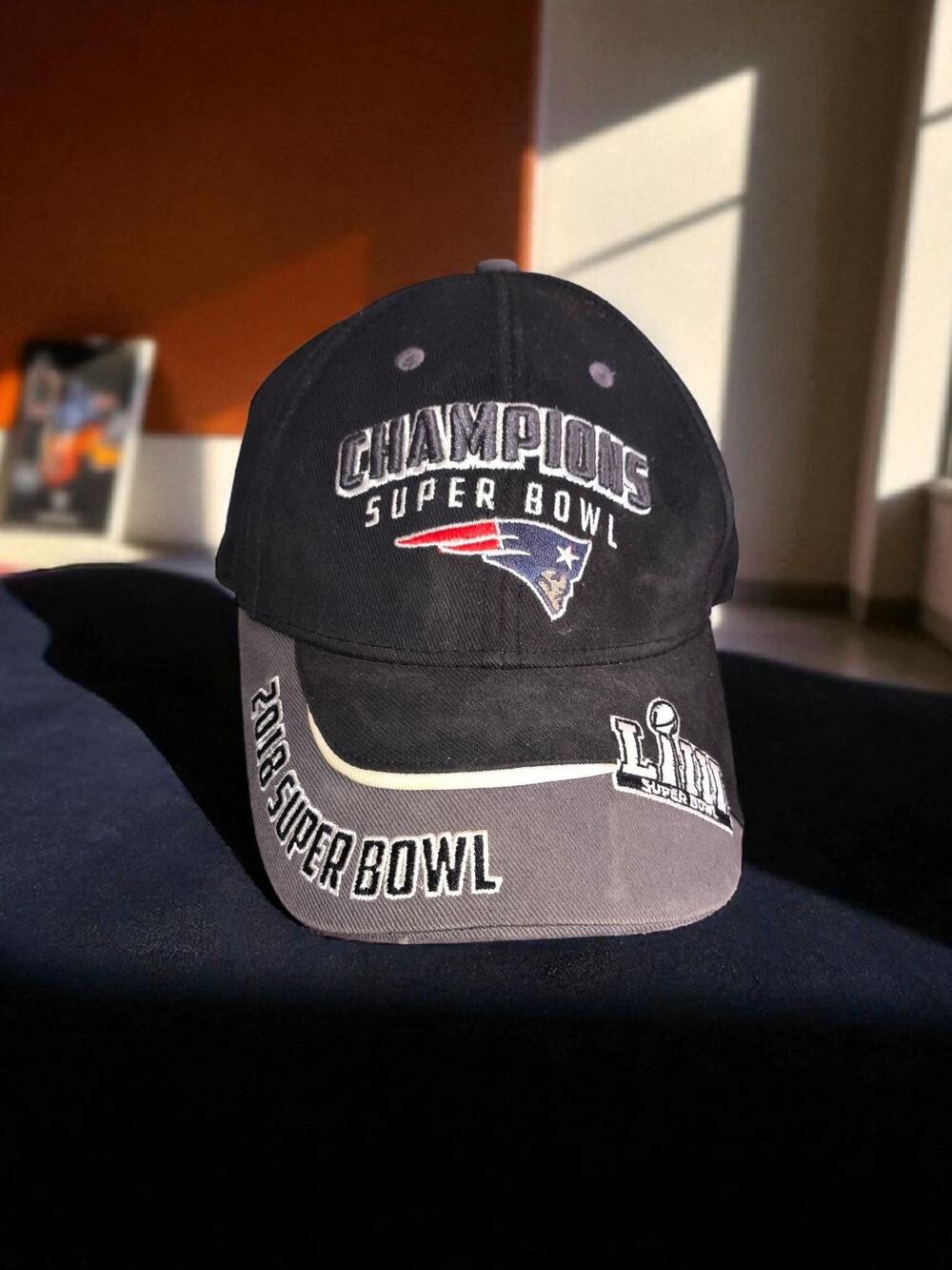 2018 Superbowl Champions Hat Patriots Black/Grey Team Apparel One Size